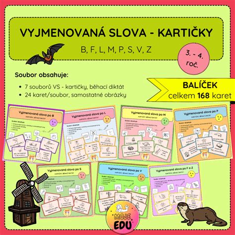 Materiál Vyjmenovaná slova BALÍČEK kartičky běhací diktát