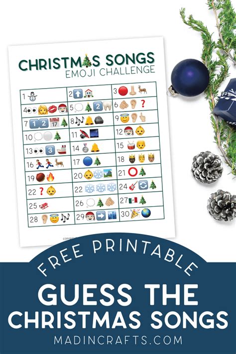 Christmas Game Christmas Songs By Emoji Printables Mad In Crafts