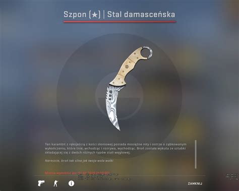 Nóż Szpon Stal damasceńska FN kosa CS GO 60 ceny Września