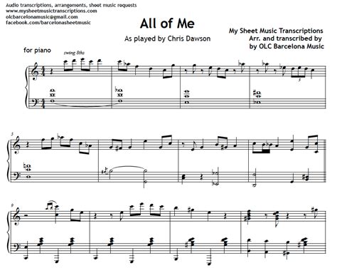 All of me - Jazz Standard piano sheet music (.pdf) • My Sheet Music ...