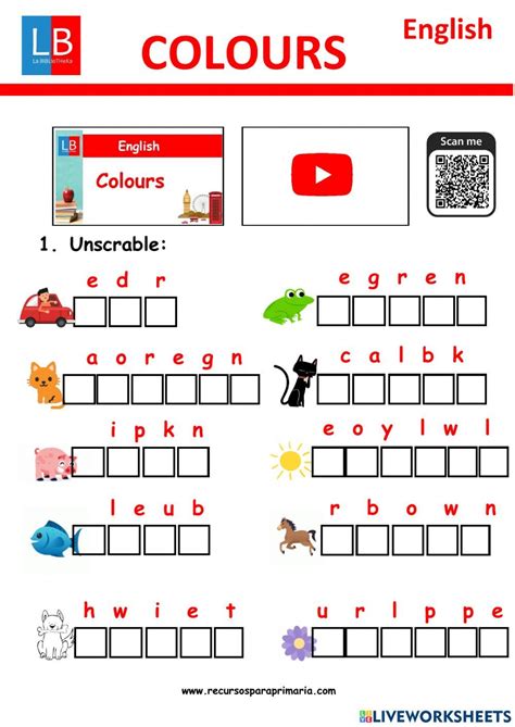 An English Worksheet With Words And Pictures