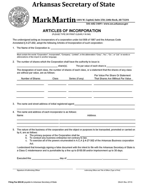 Free Nonprofit Articles Of Incorporation Template