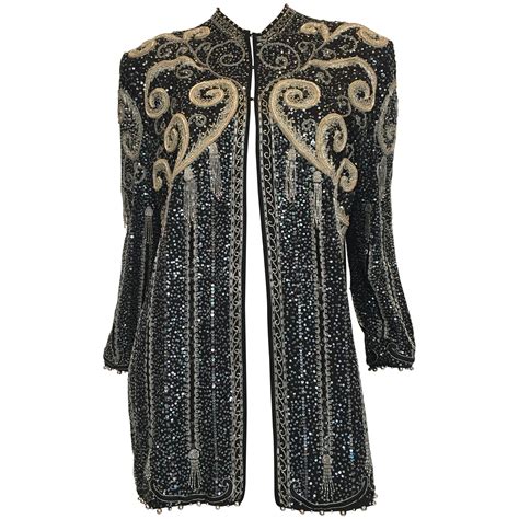 1980s Zandra Rhodes Black Gown With Gold Tambour Detailed Stitching At 1stdibs