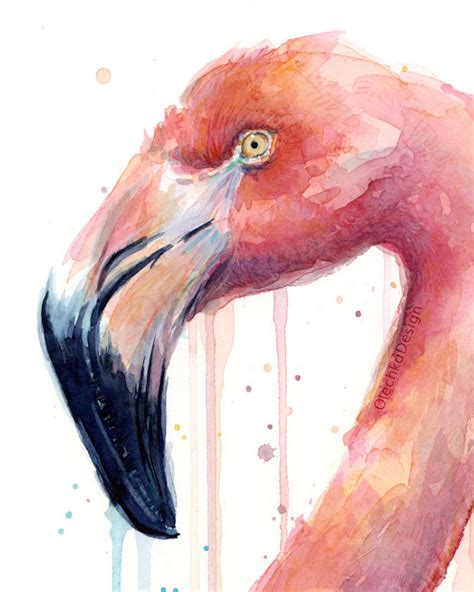 Flamingo Aquarell Flamingo Kunst Flamingo Kunstdruck Rosa Etsy De