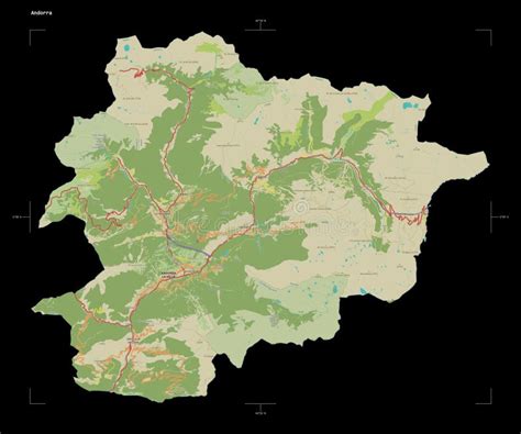 Andorra Shape On Black Topo Humanitarian Stock Illustration