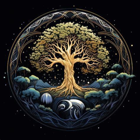 Premium Ai Image Tree Of Life On Black Background