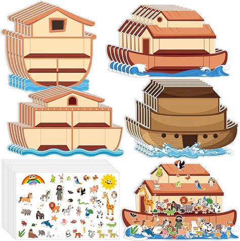 Tenceur 24 Sets Noah S Ark Sticker Scene Including 24 Pcs Noah S Ark Backgrounds And