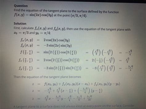 Solved Find The Equation For The Tangent Plane To The