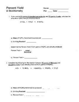 Percent Yield & Stoichiometry by Science and The Big Ideas | TpT