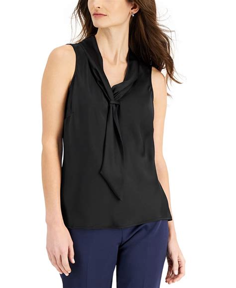 Tahari Asl Sailor Style Tie Neck Sleeveless Top Macys