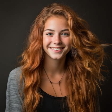 Premium Ai Image A Young Woman With Long Red Hair Smiling