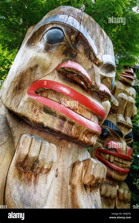 The Famous Squamish Nation Totem Story Poles At Capilano Suspension