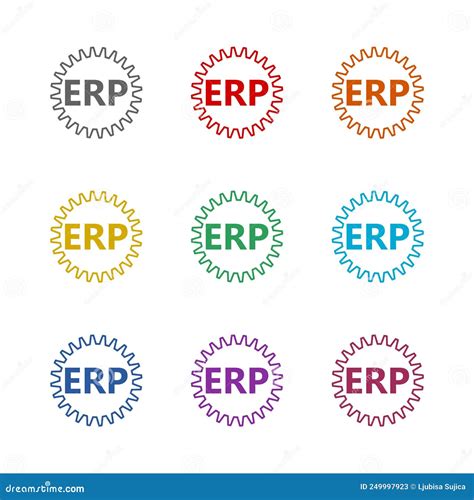 Enterprise Resource Planning ERP Icon Isolated On White Background Set