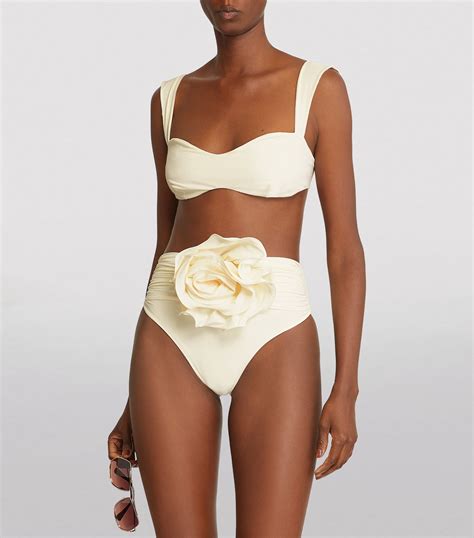 Magda Butrym Ivory Rose Appliqu High Rise Bikini Bottoms Harrods Uk