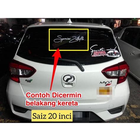 Sticker Kereta Sticker Custom Nama Sendiri Sesuai Untuk Semua Model