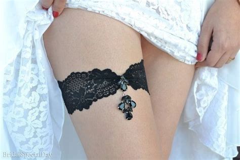 White Garter Set Black Lace Garter Ribbon Garter Prom Garter Bridal