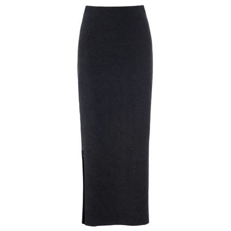 Henriette Steffensen Long Fleece Soft Black Skirt In Soft Black