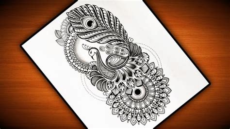 Peacock Mandala art|Peacock Pencil drawing|How to draw mandala art easy ...