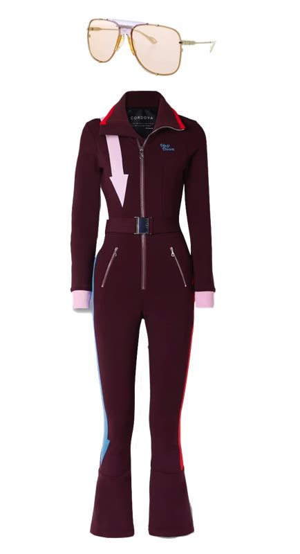 Lisa Barlows Burgundy Arrow Ski Suit Big Blonde Hair