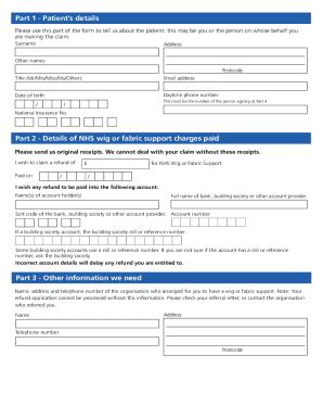 Fillable Online Fillable Online Hc W Claim Form For A Refund Of Nhs