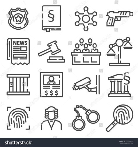 Law Justice Icon Set Black White Stock Vector (Royalty Free) 781033705 | Shutterstock