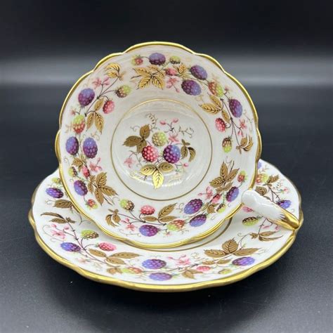 Vtg Royal Stafford Golden Bramble Bone China Teacup Saucer Set In