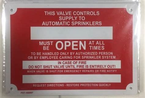 Hpd Signthis Valve Controls Supply To Automatic Sprinklers Sign Hpd Signs The Official Store