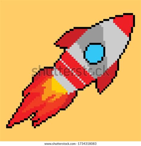 Space Rocket Pixel Art Vector Illustration Stock Vector Royalty Free 1734318083 Shutterstock