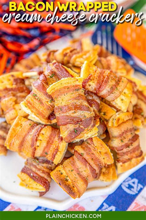 Bacon-Wrapped Cream Cheese Crackers - Plain Chicken