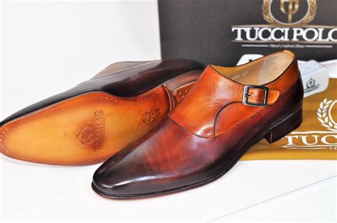 Tuccipolo elvo-tp luxury mens handmade two tone brown italian leather shoe