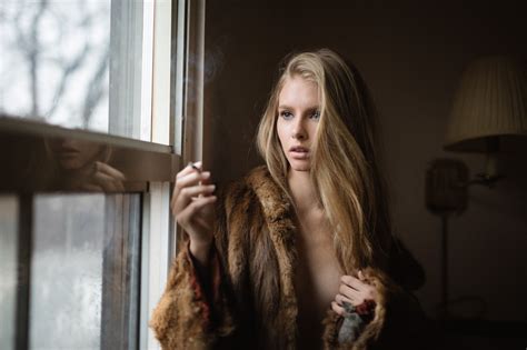 Wallpaper Women Model Blonde Window Looking Away Long Hair