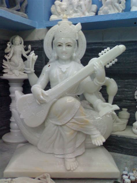 Plain Hindu White Marble Saraswati Mata Statue For Worship At Rs