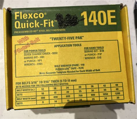 FLEXCO 140E Quick Fit Preassembled HD Steel Belt Fasteners 140E 25