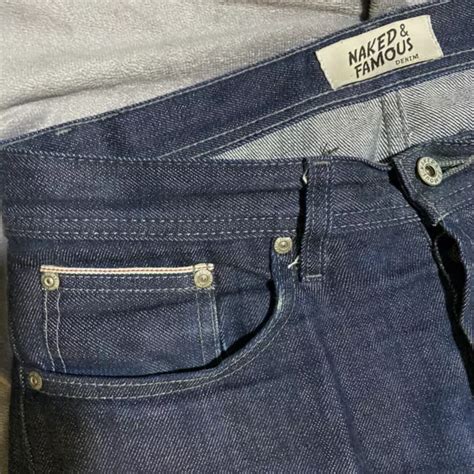 NAKED AND FAMOUS Weird Guy Indigo Selvedge Denim Button Fly Jeans Sz 32