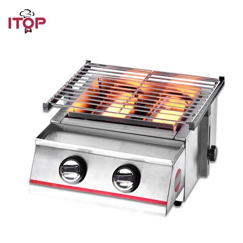 Itop Gas Bbq Grills 2 Burners Lpg Griddles Barbecue Tools For Outdoor Camping Picnic Use