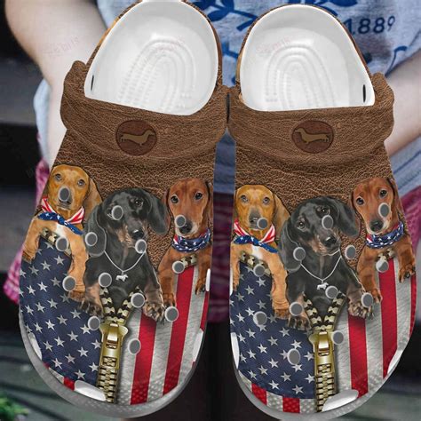 Dachshund Crocs Classic Clog Whitesole American Dachshund Shoes In