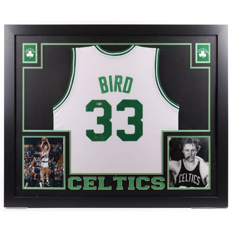 Larry Bird Signed Celtics Custom Framed Jersey Display Beckett