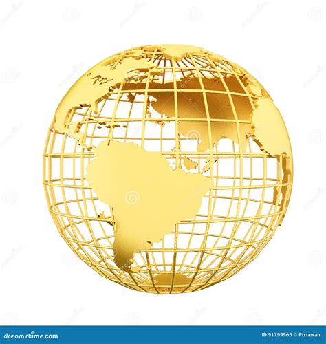 Golden Earth Planet D Globe Isolated Stock Illustration Illustration