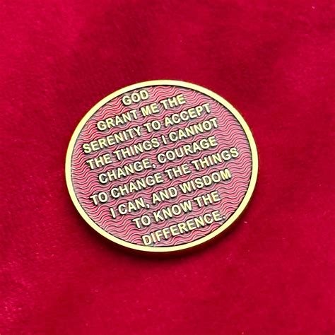 AA 1 Year Chip Red Sobriety Token Recovery Gift Alcoholics Anonymous