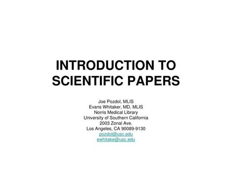 PPT INTRODUCTION TO SCIENTIFIC PAPERS PowerPoint Presentation Free