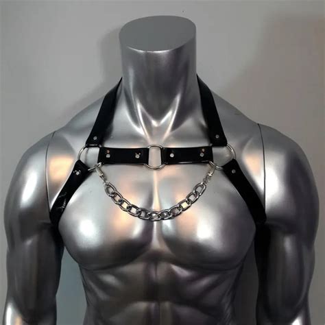 Arn S De Couro No Peito Sexual Ajust Vel Para Homens Bdsm Gay Body