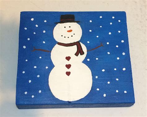 Snowman Original Painting-acrylic on Wood snowman in - Etsy