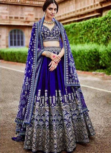 Exclusive Heavy Designer Beautiful Dark Blue Color Bridal Lehenga Choli