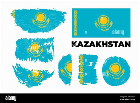 Vector Kazakhstan Flag Kazakhstan Flag Illustration Kazakhstan Flag