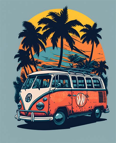 Vintage Vw Bus Classic Car Graphic Ai Art And Png Digital Etsy Australia