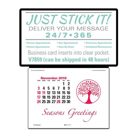 Business Card Calendar-Press-N-Stick | In Bulk Press-N-Stick Calendar