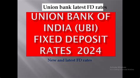 Union Bank Fixed Deposit Rate UBI Bank New FD Rate 2024 Union Bank