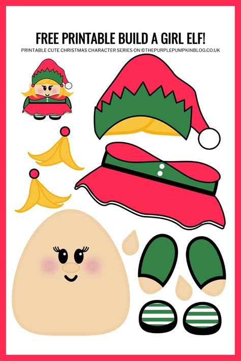 Free Printable Build A Girl Elf Template Christmas Paper Craft