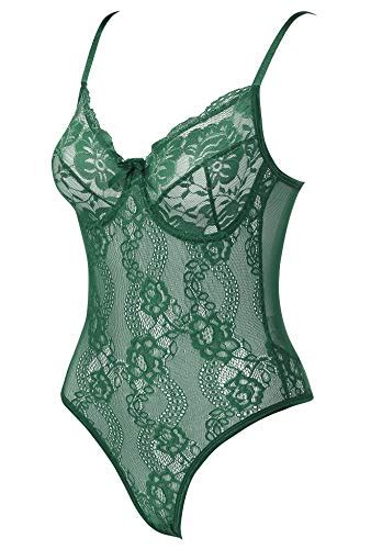 Joyaria Underwire Lingerie One Piece Lace Teddy For Women Sexy Mesh