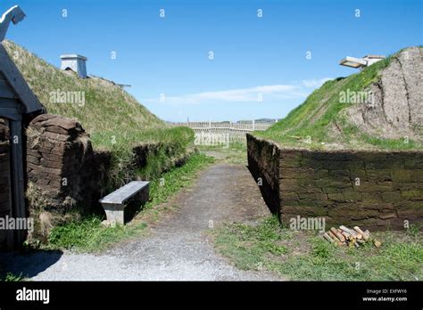 A View Of The Re Created Viking Settlement At L Anse Aux Meadows Stock